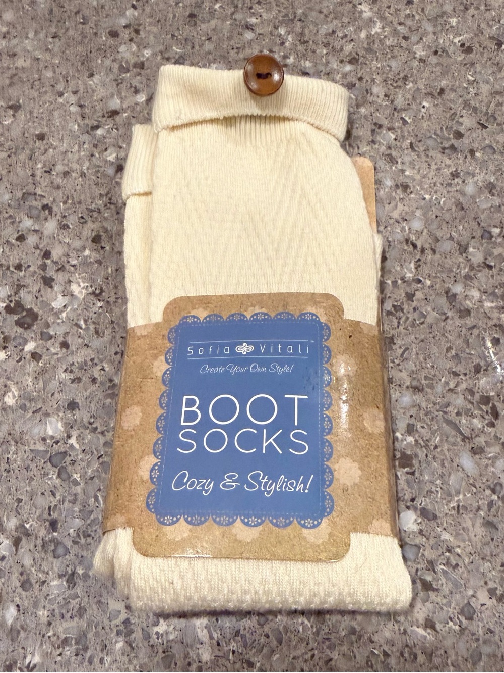 Cream Boot Socks — Button Cuff Cozy Pair